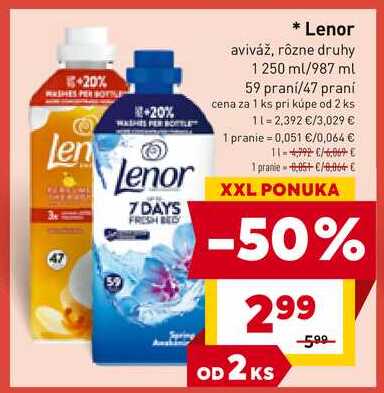 Lenor aviváž, rôzne druhy 1 250 ml 59 praní