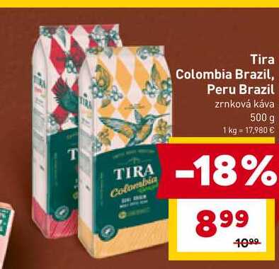 Tira Colombia Brazil, Peru Brazil zrnková káva 500 g 