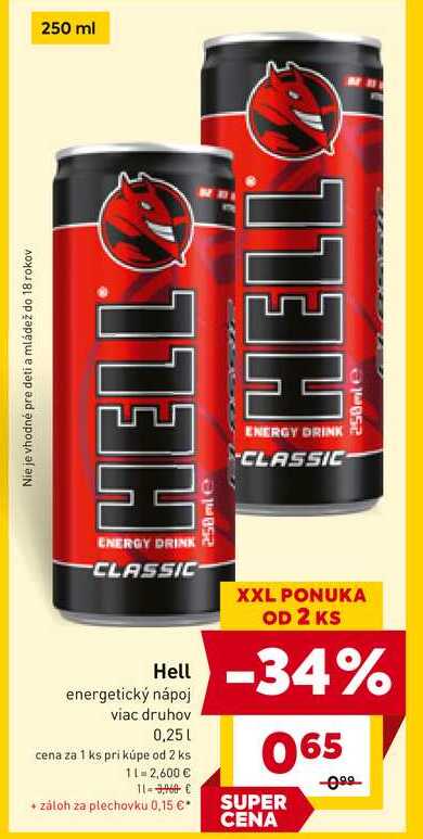 Hell energetický nápoj viac druhov 0,25l