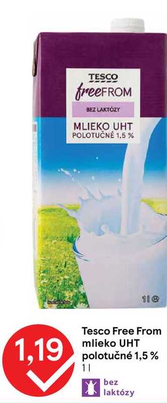 Tesco Free From mlieko UHT polotučné 1,5% 1l
