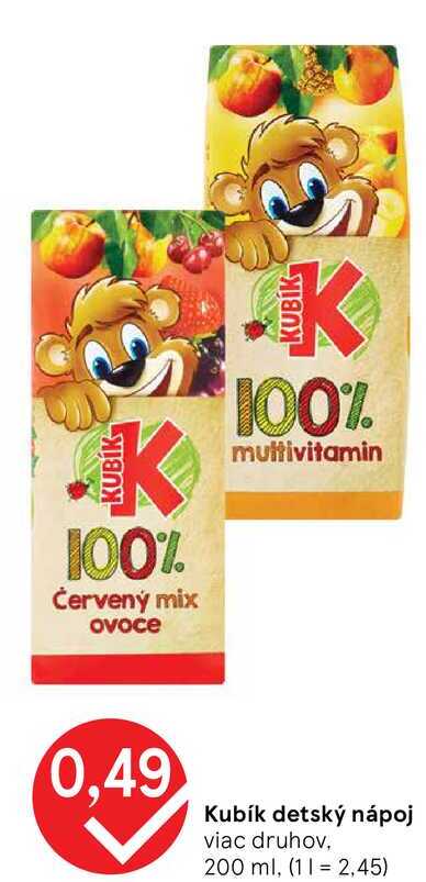 Kubík detský nápoj viac druhov, 200 ml