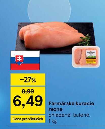 Farmárske kuracie rezne chladené, balené, 1kg