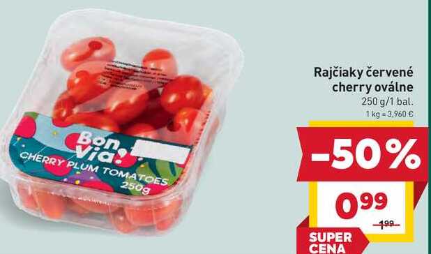 Rajčiaky červené cherry oválne 250 g/1 bal. 