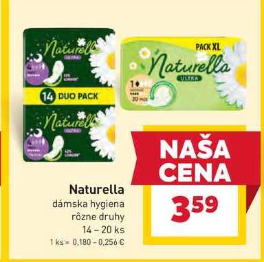 Naturella dámska hygiena rôzne druhy 14-20 ks 