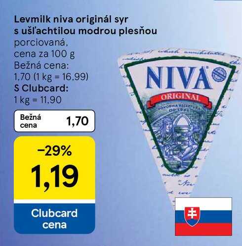 Levmilk niva originál syr s ušľachtilou modrou plesňou porciovaná, cena za 100 g