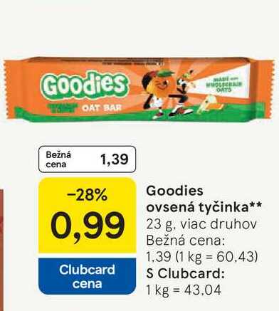 Goodies ovsená tyčinka 23 g, viac druhov