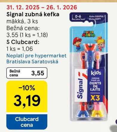 Signal zubná kefka mäkká, 3 ks 0-6 