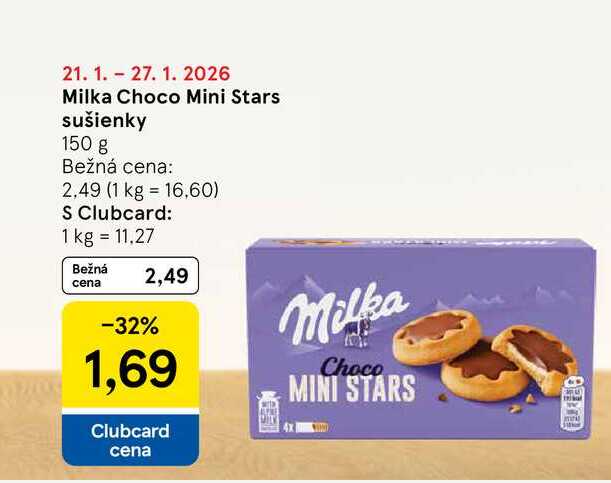 Milka Choco Mini Stars sušienky 150 g
