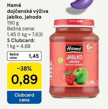 Hamé dojčenská výživa jablko, jahoda 190 g 
