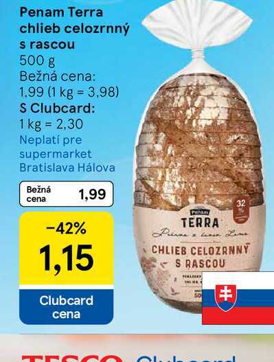 Penam Terra chlieb celozrnný s rascou 500 g 