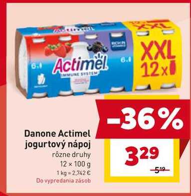 Danone Actimel jogurtový nápoj rôzne druhy 12 x 100 g 