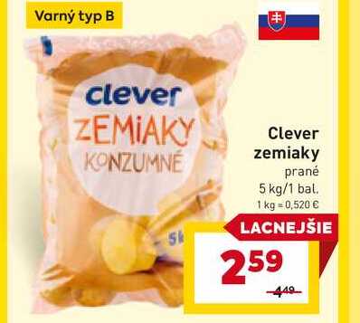 Clever zemiaky prané 5 kg/1 bal. 