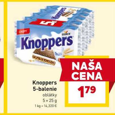 Knoppers 5-balenie oblátky 5 x 25 g