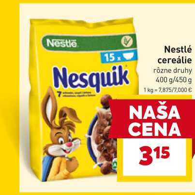 Nestlé cereálie rôzne druhy 400 g/450 g