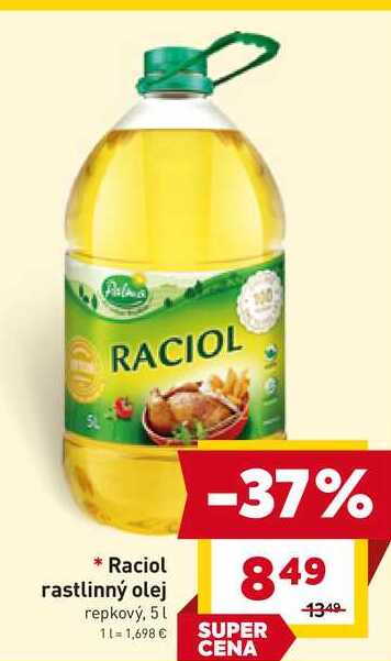 Raciol rastlinný olej repkový, 5l