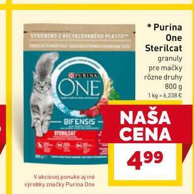 Purina One Sterilcat granuly pre mačky rôzne druhy 800 g 