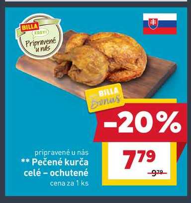 Pečené kurča celé ochutené cena za 1 ks 