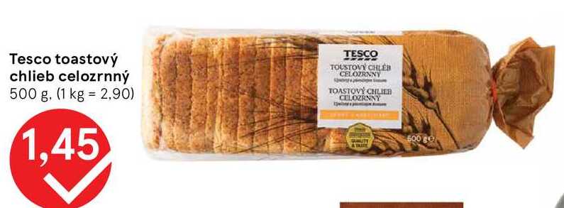 Tesco toastový chlieb celozrnný 500 g
