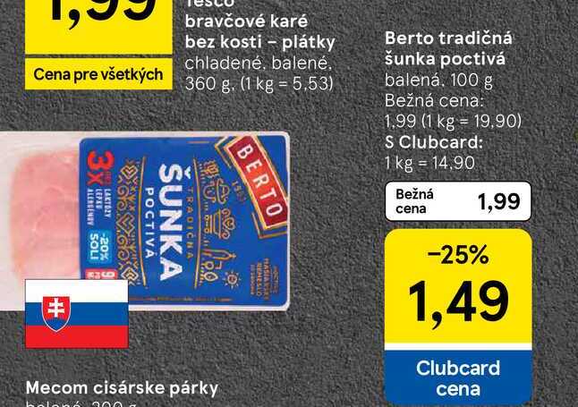 Berto tradičná šunka poctivá balená 100 g