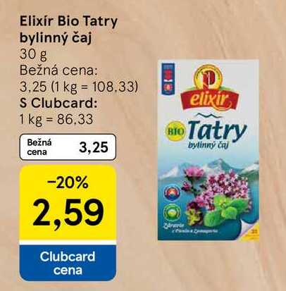 Elixír Bio Tatry bylinný čaj 30 g v akcii