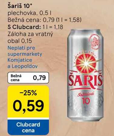 Šariš 10° plechovka, 0,5l