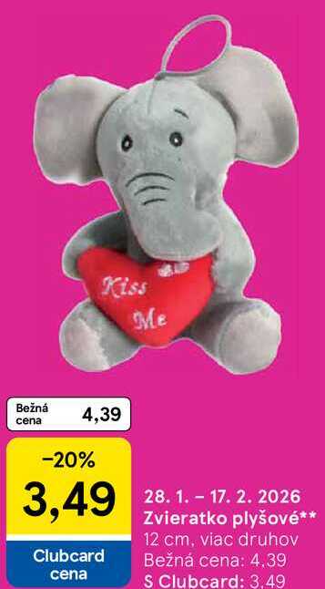 Zvieratko plyšové 12 cm, viac druhov 