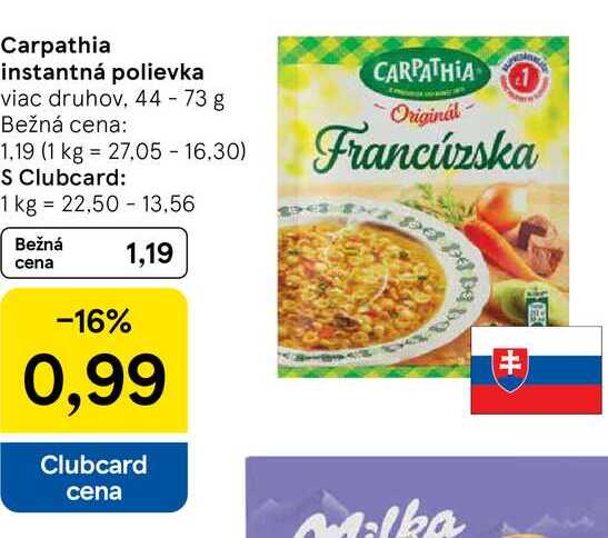 Carpathia instantná polievka viac druhov, 44-73 g