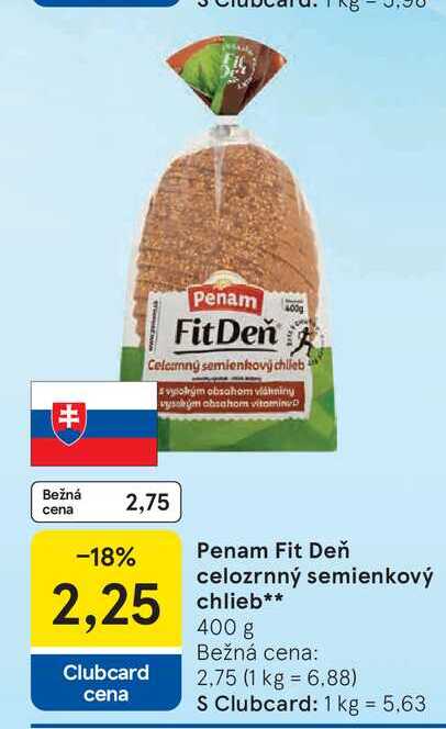 Penam Fit Deň celozrnný semienkový chlieb 400 g 