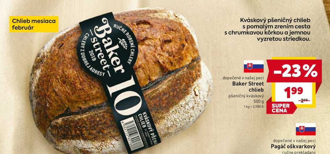 Baker Street chlieb pšeničný kváskový 500 g 