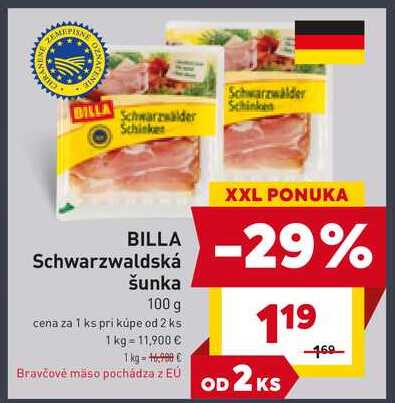 BILLA Schwarzwaldská šunka 100 g 