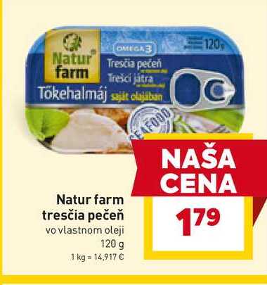 Natur farm tresčia pečeň vo vlastnom oleji 120 g 