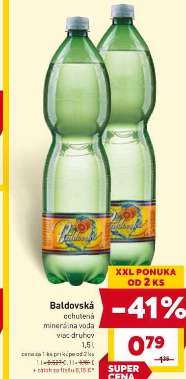 Baldovská ochutená minerálna voda viac druhov 1,5l