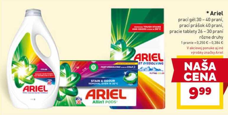 Ariel prací gél 30-40 praní