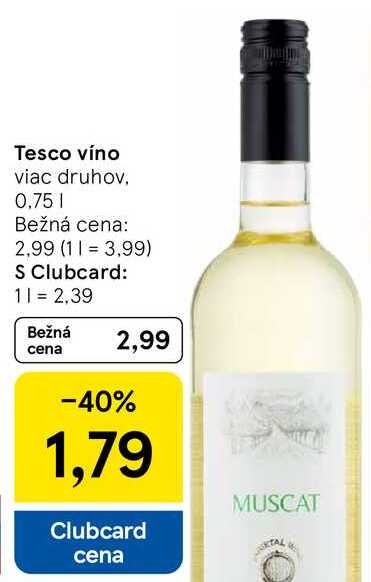 Tesco víno viac druhov, 0,75l