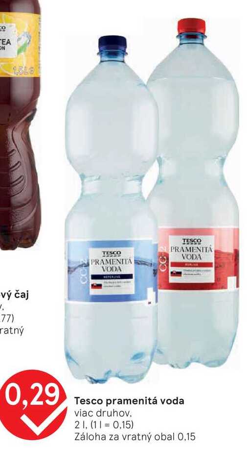 Tesco pramenitá voda viac druhov 2L