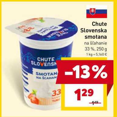 Chute Slovenska smotana na šľahanie 33%, 250 g 