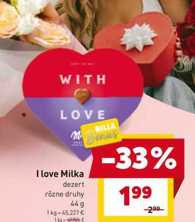 I love Milka dezert rôzne druhy 44 g 