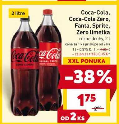Coca-Cola 2 l, vybrané druhy 2l