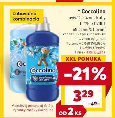 Coccolino aviváž, rôzne druhy 1,275l 68 praní