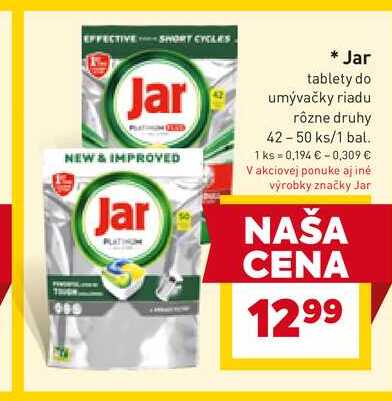 Jar tablety do umývačky riadu rôzne druhy 42-50 ks/1 bal. 