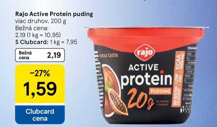 Rajo Active Protein puding viac druhov, 200 g 