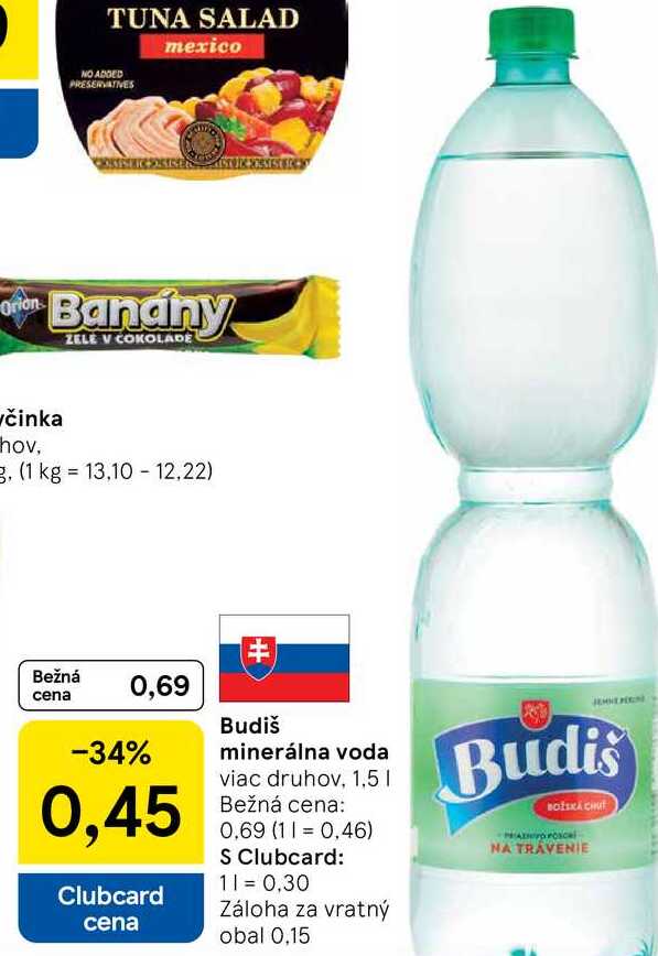 Budiš minerálna voda viac druhov, 1,5 l