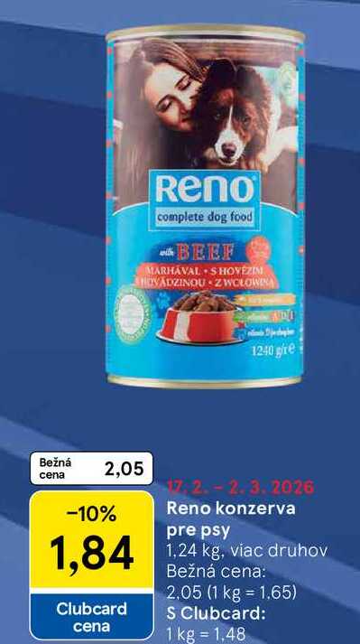Reno konzerva pre psy 1,24 kg