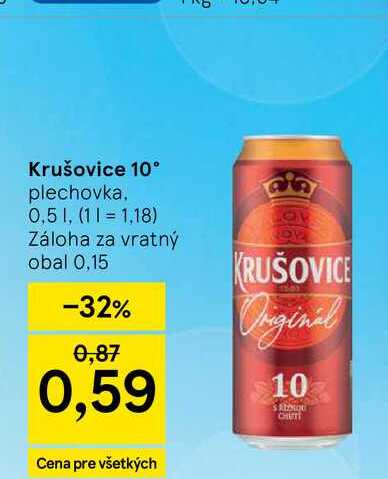 Krušovice 10° plechovka, 0,5l