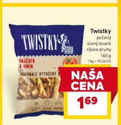 Twistky pečený slaný snack rôzne druhy 160 g 