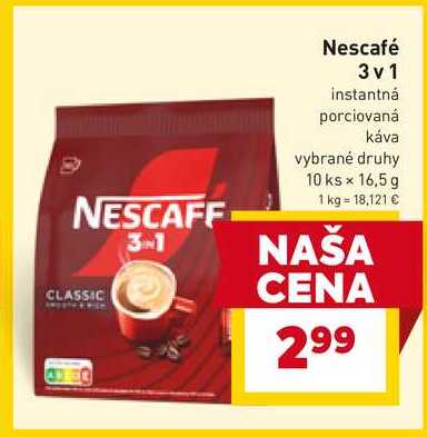 Nescafé 3v1 instantná porciovaná káva vybrané druhy 10 ks x 16,5 g 