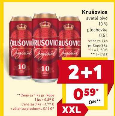 Krušovice svetlé pivo 10% plechovka 0,5l