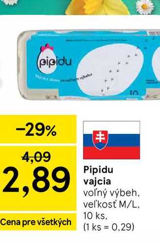 Pipidu vajcia voľný výbeh veľkosť M/L 10 ks