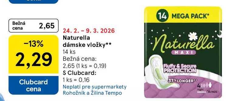Naturella dámske vložky 14 ks 