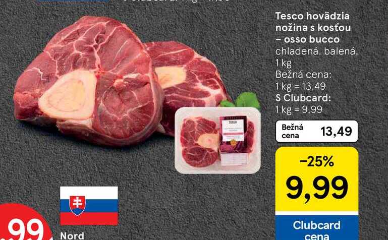 Tesco hovädzia nožina s kosťou - osso bucco chladená, balená, 1 kg